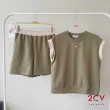 【2CV】現貨 蝴蝶練拚色上衣+短褲兩件套VF026(兩件式組合)