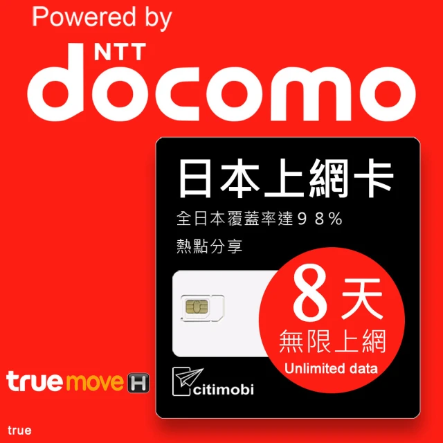 【citimobi】日本上網卡 - 8天吃到飽(DOCOMO訊號)