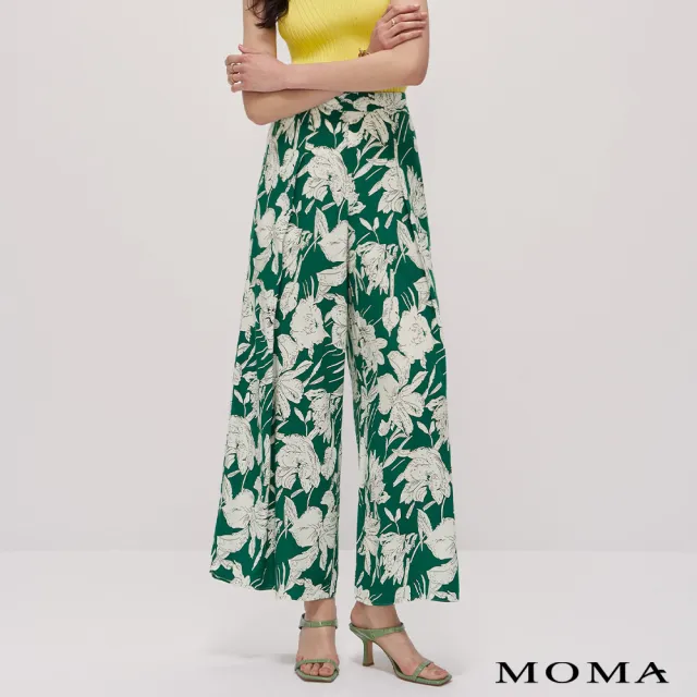 【MOMA】渡假風印花寬褲(綠色)