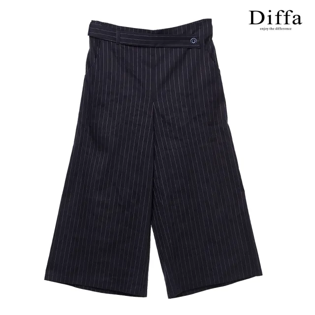 【Diffa】美型設計條紋長寬褲-女