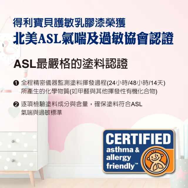 【Dulux得利官方店】A767 寶貝護敏乳膠漆（1公升裝）(兒童漆 油漆)