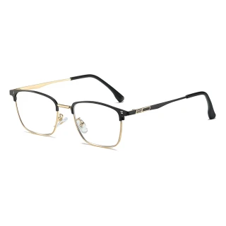 【MEGASOL】濾藍光抗UV商務簡約老花眼鏡(視野清晰.時尚美觀.黑金框-8248)