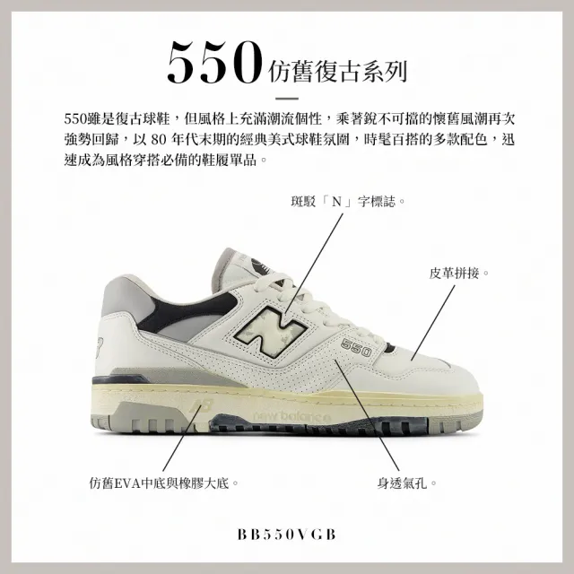 【NEW BALANCE】NB 復古鞋/運動鞋_中性_仿舊米白灰_BB550VGB-D