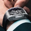 【BONEST GATTI】布加迪 銀色款 龍年生肖 酒桶造型 不鏽鋼錶帶 機械手錶 贈原廠氟橡膠錶帶(BG5606-A3)