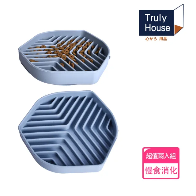 【Truly House】寵物頂級矽膠慢食碗 加大款 防打翻設計/防噎食碗/寵物碗/兩色任選(超值兩入組)
