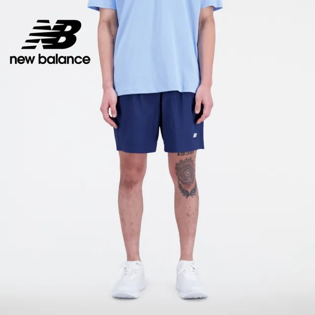 【NEW BALANCE】NB 褲頭鬆緊抽繩短褲_男褲_藍色_AMS31532NNY(亞版 版型正常)