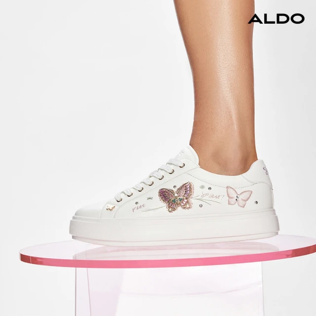 【ALDO】GWIRI 2.0-時尚水鑽浪漫彩蝶小白鞋-女鞋(白色)