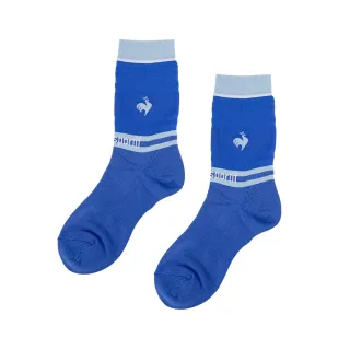 【LE COQ SPORTIF 公雞】高爾夫系列 女款藍色RIJOUME透明感條紋特色短襪 QLT0J007