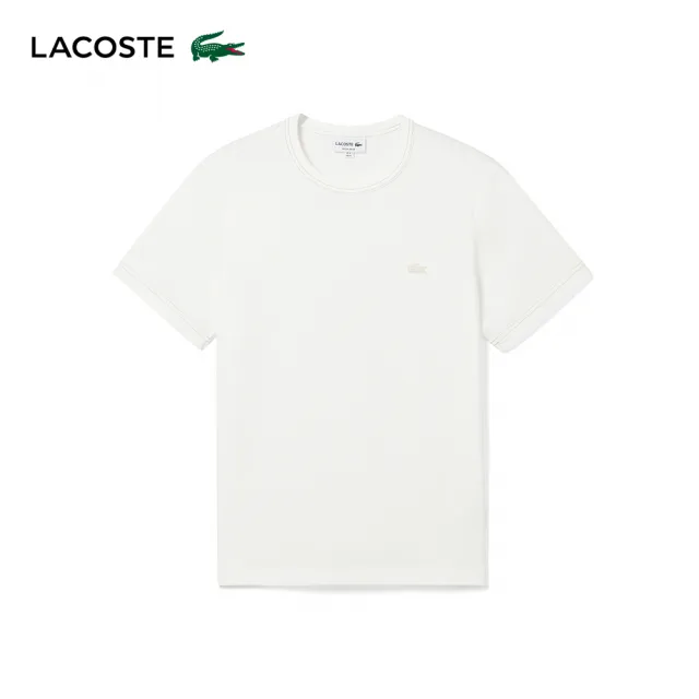【LACOSTE】男裝-常規版型重磅針織圓領短袖T恤(白色)