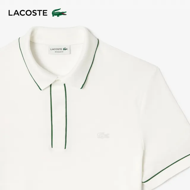 【LACOSTE】男裝-撞色滾邊短袖Polo衫(白色)