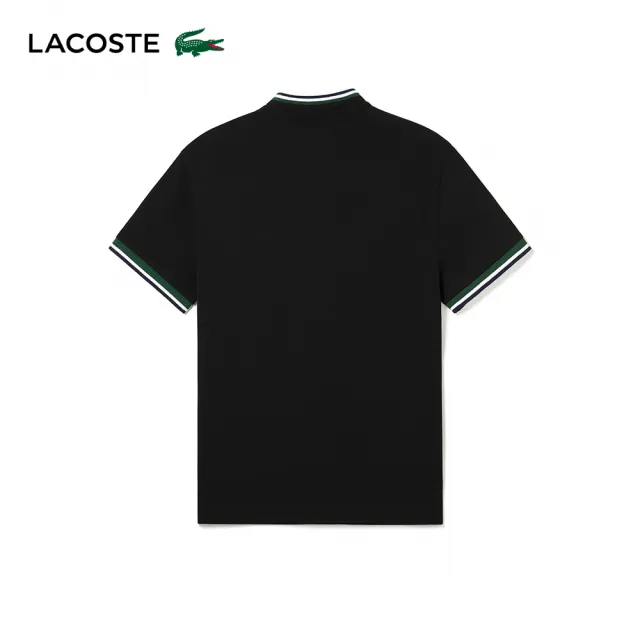 【LACOSTE】男裝-撞色裝飾滾邊短袖Polo衫(黑色)