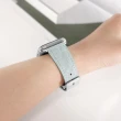 【Watchband】Apple Watch 全系列通用錶帶 蘋果手錶替用錶帶 銀鋼扣 外層牛仔布紋 內層真皮錶帶(天空藍色)