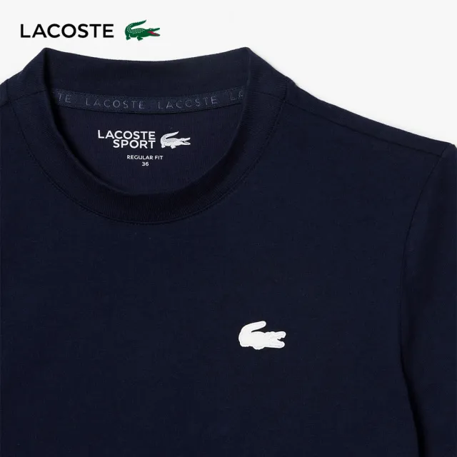 【LACOSTE】女裝-有機棉快乾素面短袖T恤(海軍藍)