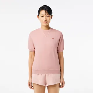 【LACOSTE】女裝-天然染色棉質抓絨短袖T恤(粉紅色)
