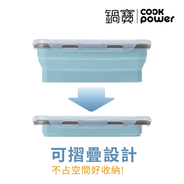 【CookPower 鍋寶】伸縮摺疊保鮮盒3入組(640ml+930ml+1450ml)