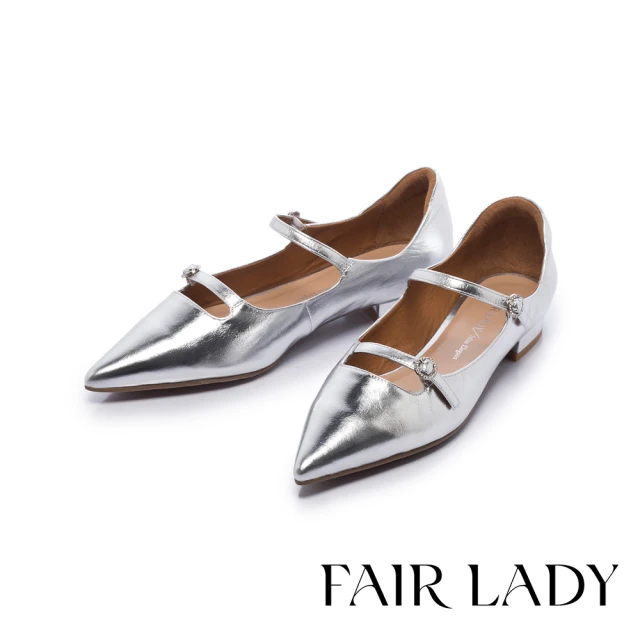 FAIR LADY 優雅小姐 氣質簍空縫線方頭跟鞋(奶油、2