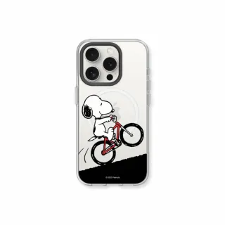 【RHINOSHIELD 犀牛盾】iPhone 15系列 Clear MagSafe兼容 磁吸透明手機殼/史努比-騎腳踏車(Snoopy)
