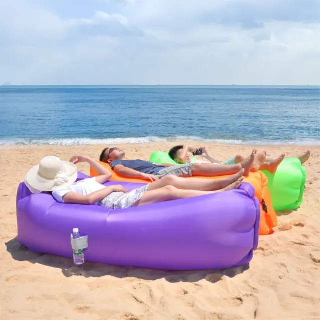 【Dagebeno荷生活】高承重加厚款快速充氣野營沙發床 露營海邊戲水充氣躺椅(2入)