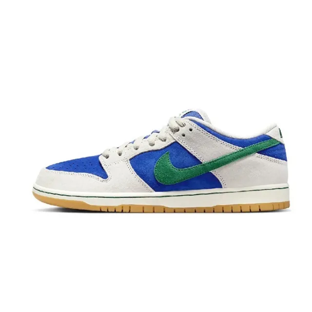 【NIKE 耐吉】SB Dunk Low PRO 滑板鞋 男鞋 白 藍 綠 膠底 麂皮 休閒鞋(HF3704-001)