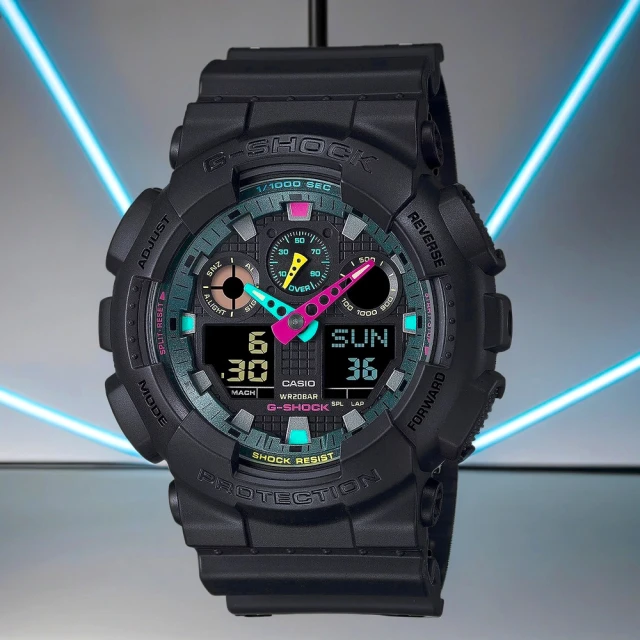 CASIO 卡西歐 G-SHOCK 虛擬世界 霓虹科幻雙顯手