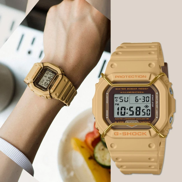 CASIO 卡西歐 G-SHOCK 大地色系啞光金屬電子錶(