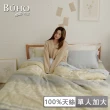 【BUHO 布歐】100天絲™簡約條紋單人床包+雙人被套三件組(多款任選)
