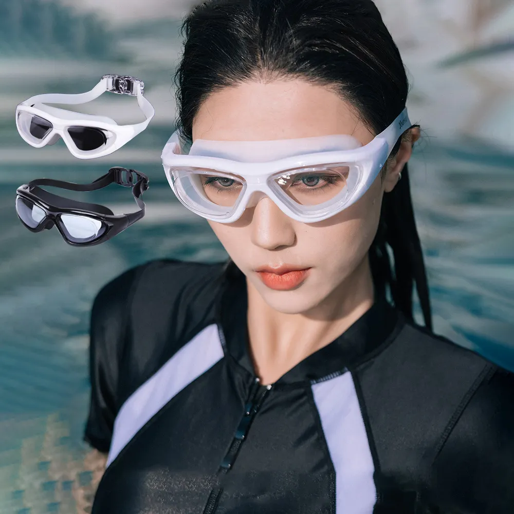 【OMG】防水防霧高清泳鏡 大鏡框專業游泳眼鏡 蛙鏡 潛水鏡