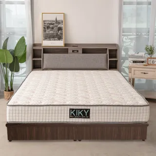 【KIKY】皓鑭-附插座靠枕二件床組 雙人加大6尺(床頭箱+三分底)