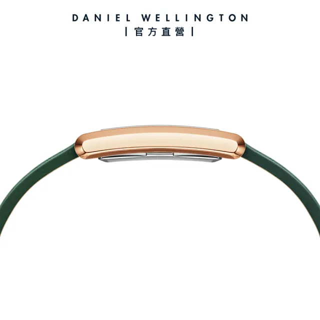 【Daniel Wellington】DW 手錶 Bound 32x22mm 摩登伯朗大道綠皮革方錶-綠錶盤(玫瑰金框)