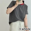 【UniStyle】條紋短袖T恤 韓版撞色圓領復古上衣 女 UP1625(咖啡條紋)