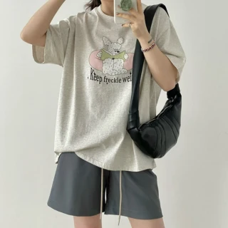 【UniStyle】韓版短袖T恤 復古小兔印花上衣 UPT1577(花米)