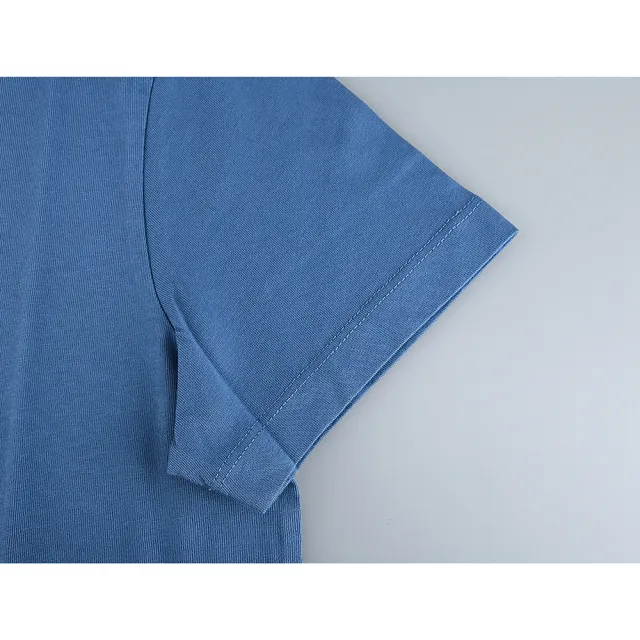 【COACH】COACH白字LOGO設計純棉短袖T恤(女款/藍)