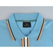 【Paul Smith】PAUL SMITH標籤LOGO條紋設計領口純棉短袖POLO衫(男款/水藍)