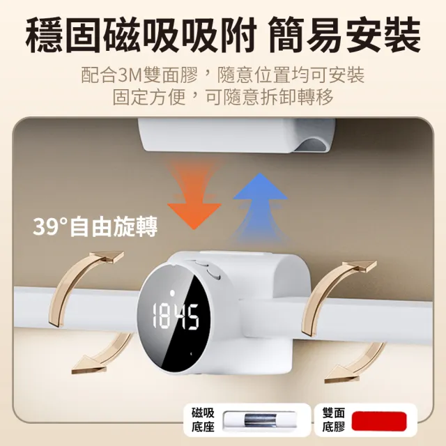 【YORI優里】鬧鐘檯燈二合一 LED無線磁吸燈(宿舍燈 智能時鐘 三段調光 USB充電 護眼柔光)