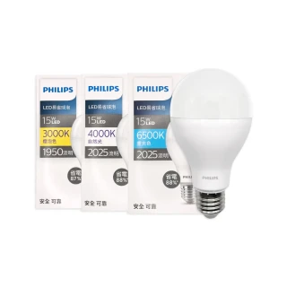 【Philips 飛利浦】4入組 易省 LED燈泡 15W E27 全電壓 LED 球泡燈(2024年最新款)