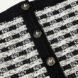 【OUWEY 歐薇】小香格紋金蔥針織短版背心(黑色；XS-M；3242323019)