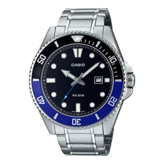 【CASIO 卡西歐】指針錶 運動潛水錶 不銹鋼錶帶 防水200米 日期顯示 旋入式背蓋 MDV-107D(MDV-107D-1A2)