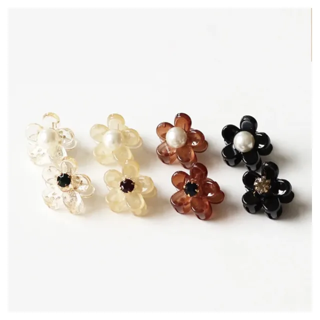 【NANA】娜娜 韓系網珍珠小花抓夾小號6入組隨機出 NA06251(小花抓夾 髮夾)