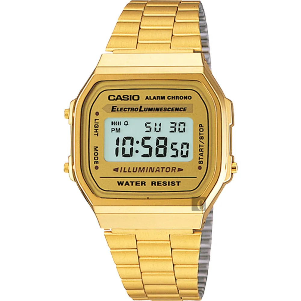 【CASIO 卡西歐】學生錶 復刻方型金錶 雙11 優惠(A168WG-9WDF)