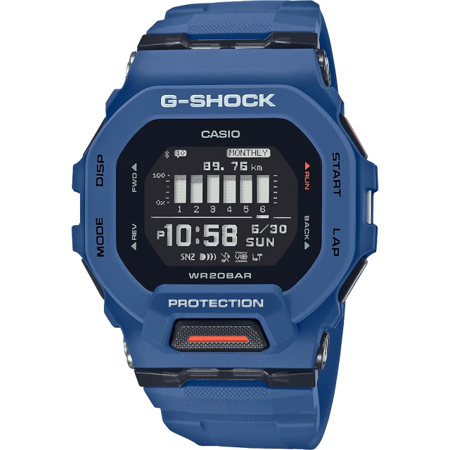 CASIO 卡西歐 G-SHOCK 纖薄運動系藍芽計時手錶-海軍藍 聖誕節 禮物(GBD-200-2)