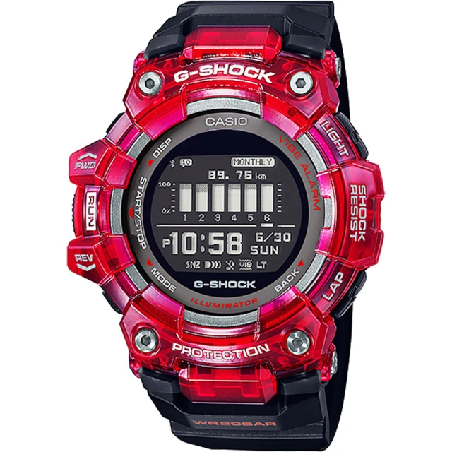 CASIO 卡西歐 G-SHOCK 多功能運動藍芽電子錶-紅 聖誕節 禮物(GBD-100SM-4A1)