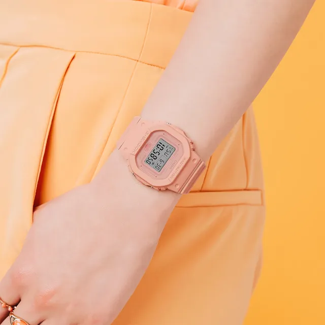 【CASIO 卡西歐】G-SHOCK 珊瑚粉橘方形女錶 送禮 禮物 推薦(GMD-S5600BA-4)