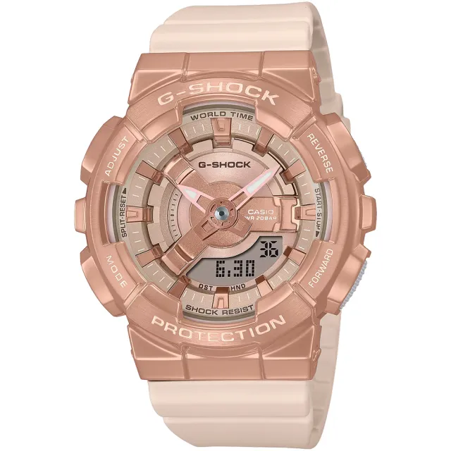 【CASIO 卡西歐】G-SHOCK ITZY留真配戴款 粉紅金優雅手錶 女錶 開學(GM-S110PG-4A)