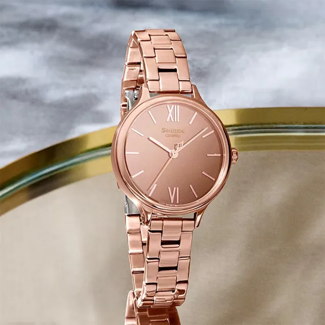 【CASIO 卡西歐】SHEEN 鏡面拋光女錶 送禮 禮物 推薦(SHE-4560PG-4A)