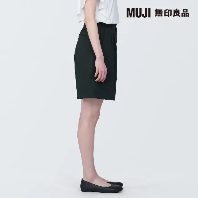 【MUJI 無印良品】女聚酯纖維混彈性打褶五分褲(共3色)