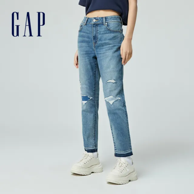 【GAP】女裝 高腰修身牛仔褲-淺藍色(874428)