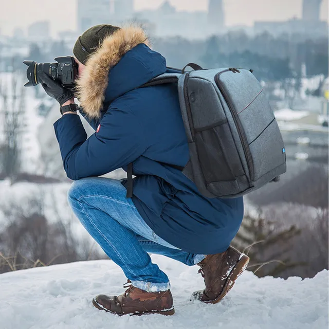 【PULUZ 胖牛】專業攝影師背包 攝影包(雙肩帶攝影包 大容量攝影包 筆電收納 透氣防水 腳架收納相機包)