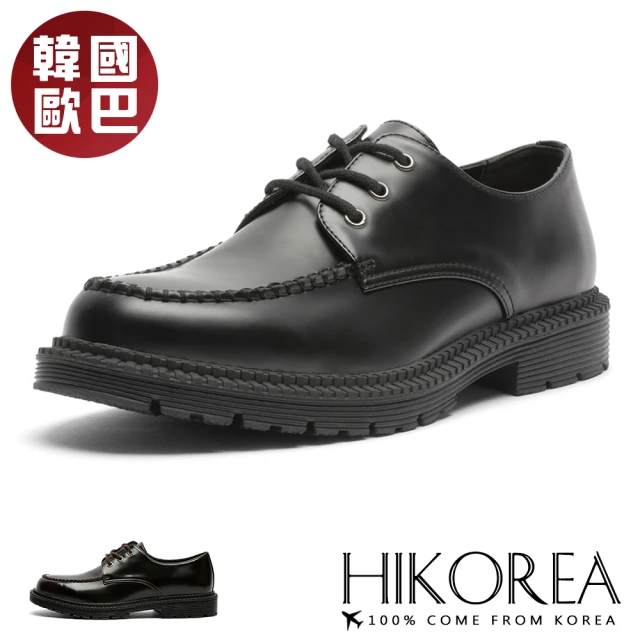 HIKOREA 韓國空運。倫敦故事縫線綁帶3CM休閒皮鞋/版