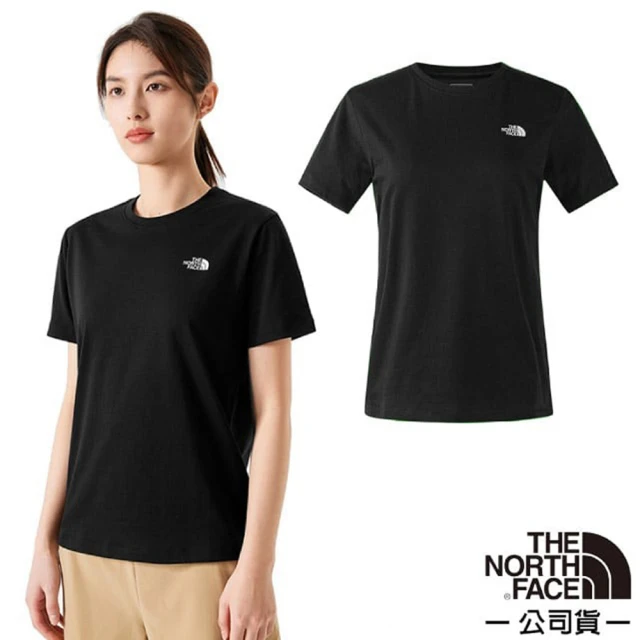 The North Face 女 FLASHDRY 吸濕透氣排汗短袖圓領T恤.休閒套頭衫.運動上衣(89QT-JK3 宇宙黑)