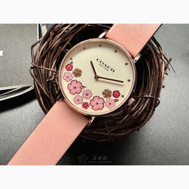 COACHCOACH COACH手錶型號CH00204(白色錶面玫瑰金錶殼粉紅真皮皮革錶帶款)